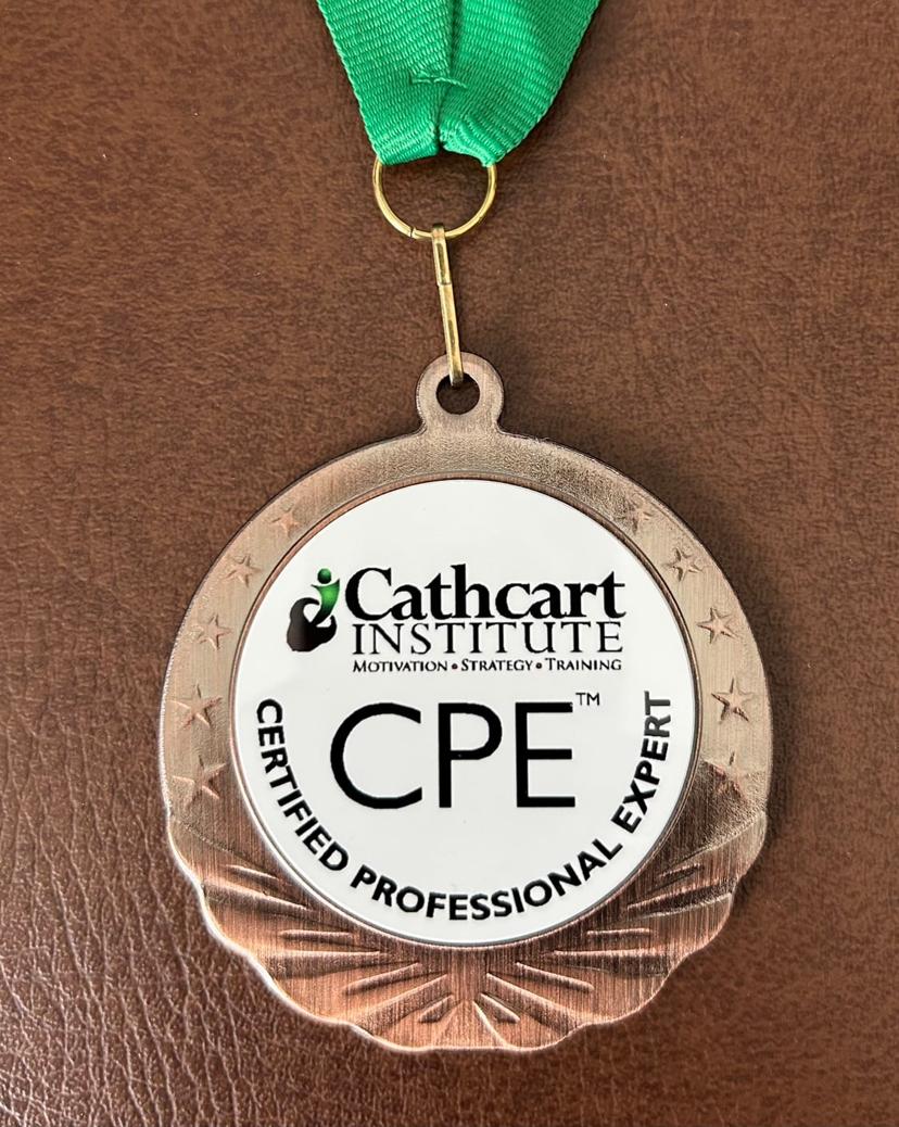 The Certified Professional Expert medallion, close up